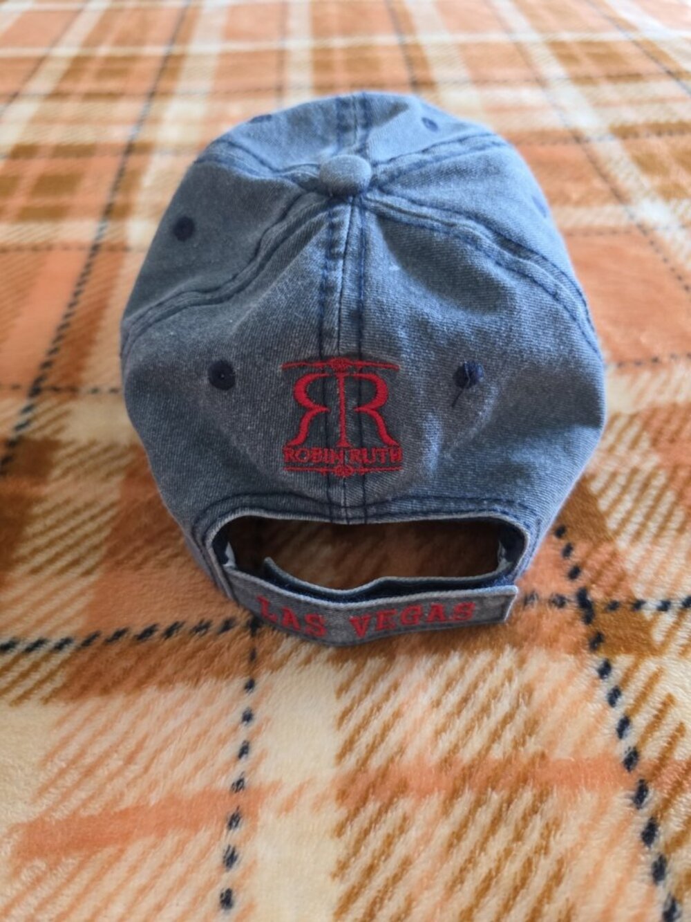 Robin Ruth Las Vegas Blue Denim Cotton Adjustable Unisex Baseball Cap One Size - Picture 2 of 3